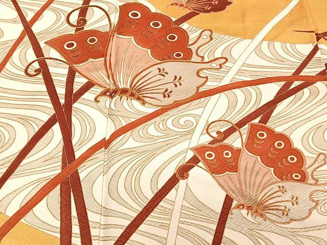 振袖フルセット豪華振袖　駒刺繍　舞蝶花丸文　金彩　正絹 平和屋着物□豪華振袖 駒刺繍 流水舞蝶文 金彩 正絹 逸品 CABB2668xi