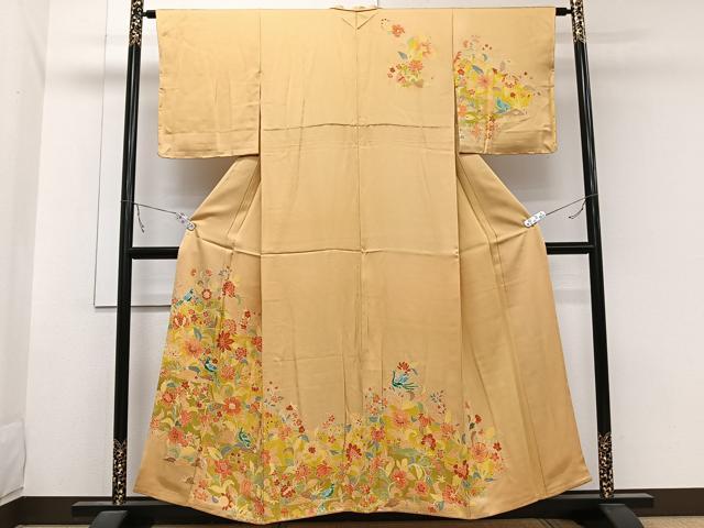 訪問着 染め分け 華文 暈し 更紗 平和屋着物□訪問着 更紗花鳥文 暈し染め 正絹 逸品 未使用