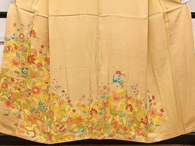 平和屋着物□訪問着 更紗花鳥文 暈し染め 正絹 逸品 未使用