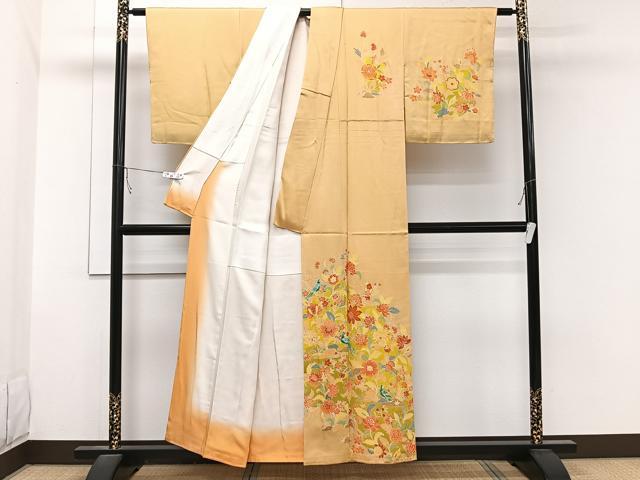 新品 正絹 訪問着 菖蒲 更紗 バティック 未仕立て品 3104 平和屋着物□訪問着 更紗花鳥文 暈し染め 正絹 逸品 未使用
