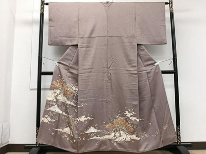 平和屋着物■豪華色留袖 刺繍 花蝶文 金彩 正絹 逸品 CABB2731xi