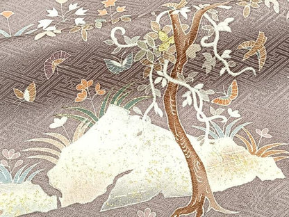 平和屋着物■豪華色留袖 刺繍 花蝶文 金彩 正絹 逸品 CABB2731xi