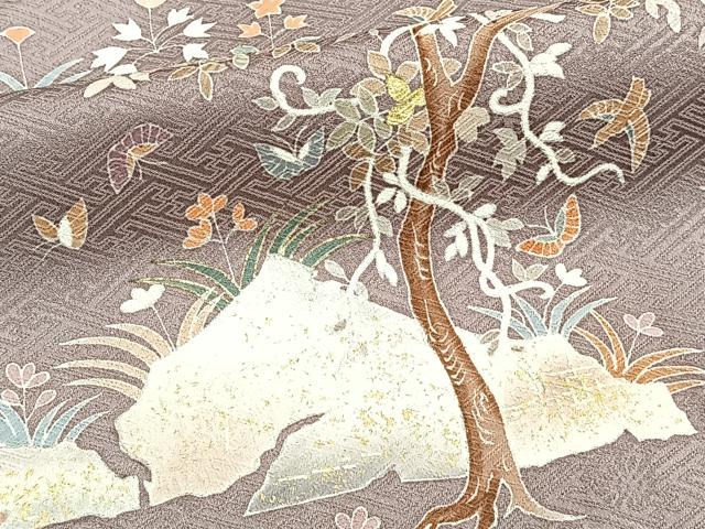 平和屋着物■豪華色留袖 刺繍 花蝶文 金彩 正絹 逸品 CABB2731xi