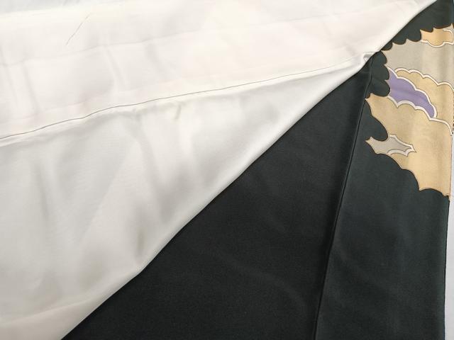 平和屋着物■豪華黒留袖 駒刺繍 孔雀花文 金彩 正絹 逸品 CABB2784xi
