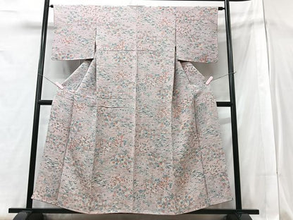 平和屋着物■上質な小紋　風景花文　正絹　逸品　CABB2823xe