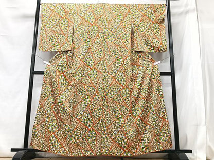 平和屋着物■上質な小紋　切嵌舞花文　正絹　逸品　CABB2867xe