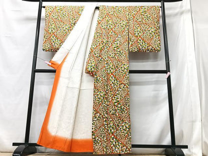 平和屋着物■上質な小紋　切嵌舞花文　正絹　逸品　CABB2867xe