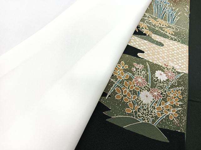 平和屋着物■豪華黒留袖　萬寿染　御所車花文　暈し染め　金彩　正絹　逸品　CABB2873xe
