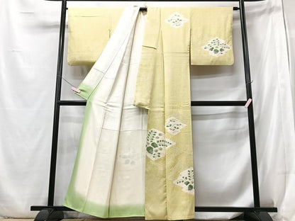 平和屋着物■訪問着　絞り　松皮菱花文　藤　正絹　逸品　CABB2927xe