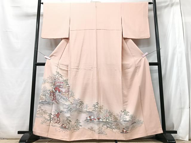 平和屋着物■色留訪問着　御所車花文　暈し染め　金銀彩　正絹　逸品　CABB2933xe