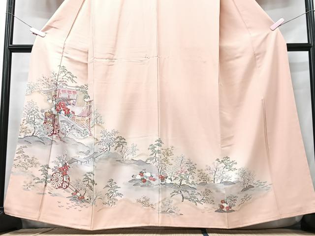 平和屋着物■色留訪問着　御所車花文　暈し染め　金銀彩　正絹　逸品　CABB2933xe