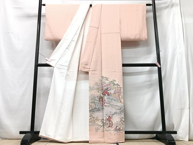 平和屋着物■色留訪問着　御所車花文　暈し染め　金銀彩　正絹　逸品　CABB2933xe