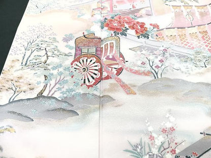 平和屋着物■色留訪問着　御所車花文　暈し染め　金銀彩　正絹　逸品　CABB2933xe