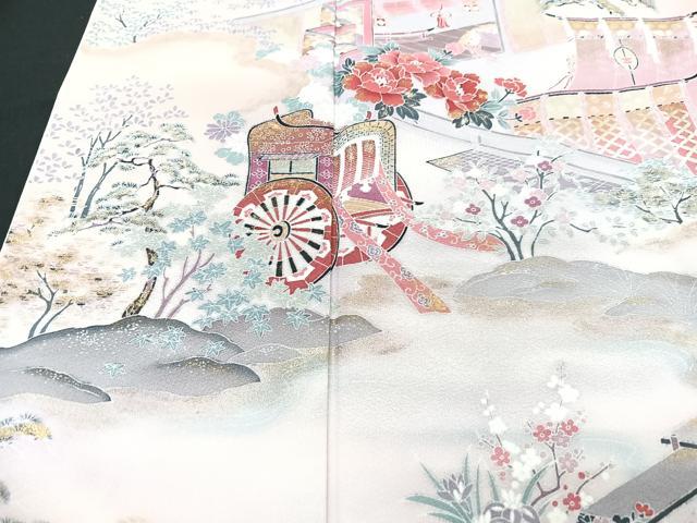 平和屋着物■色留訪問着　御所車花文　暈し染め　金銀彩　正絹　逸品　CABB2933xe