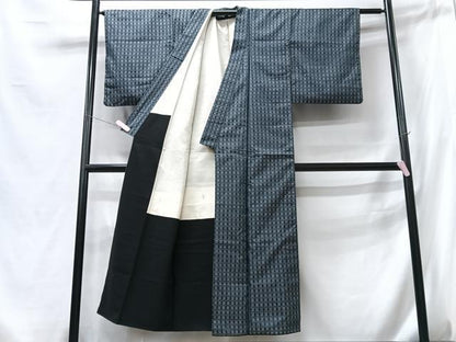 平和屋着物■上質な紬　幾何学文様　正絹　逸品　CABB2940xe