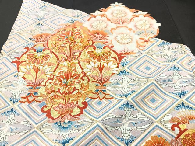 平和屋着物■豪華黒留袖 駒刺繍 更紗飾花文 鶴 金彩 正絹 逸品 CABB2984xe