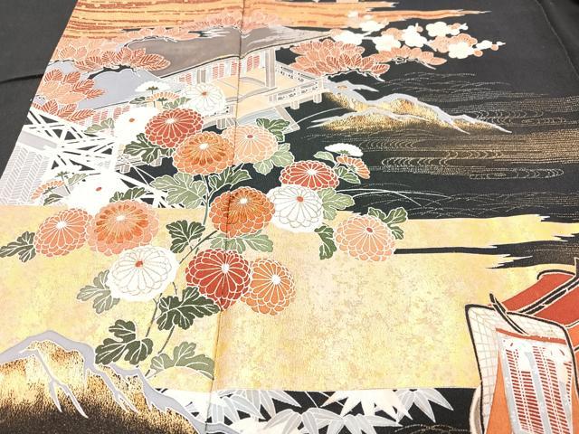 平和屋着物○豪華黒留袖 風景文 金彩 正絹 逸品 AABD8727fy 平和屋着物