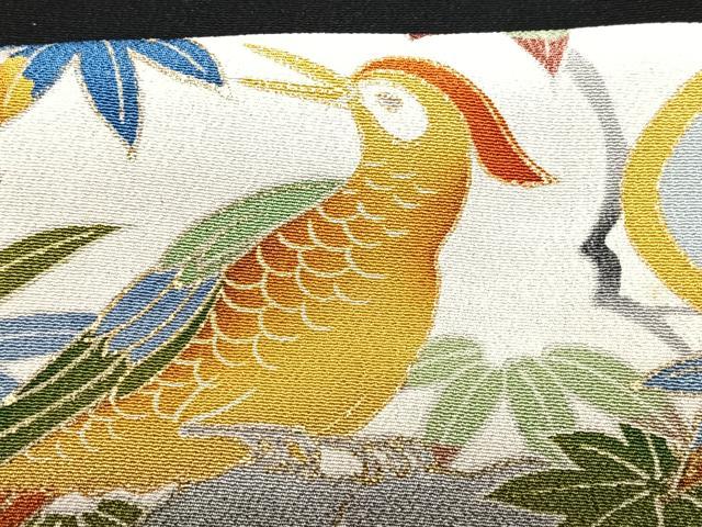 平和屋着物■豪華黒留袖　駒刺繍　花鳥文　金彩　正絹　逸品　CABB3112xe