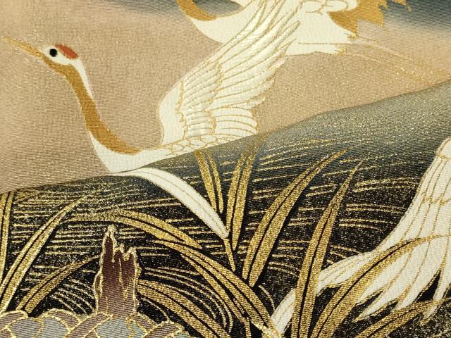 平和屋着物■豪華黒留袖　刺繍　飛鶴流水文　暈し染め　金彩　正絹　逸品　CABB3202oy