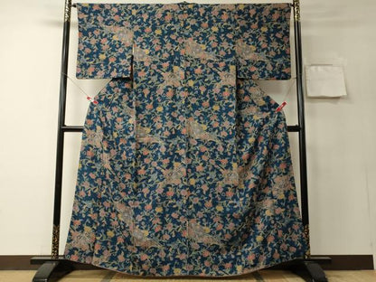 平和屋着物■上質な小紋　吉祥花唐草文　正絹　逸品　CABB3215oy