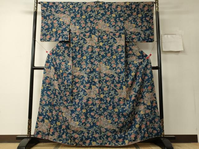 平和屋着物■上質な小紋　吉祥花唐草文　正絹　逸品　CABB3215oy