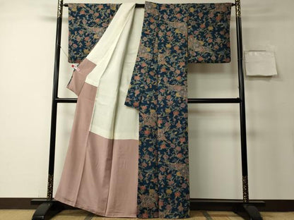平和屋着物■上質な小紋　吉祥花唐草文　正絹　逸品　CABB3215oy