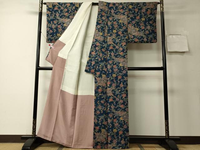 平和屋着物■上質な小紋　吉祥花唐草文　正絹　逸品　CABB3215oy