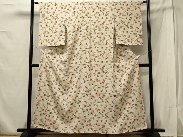 平和屋着物■上質な小紋　型染め　舞花文　正絹　逸品　CABB3243oy