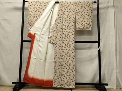 平和屋着物■上質な小紋　型染め　舞花文　正絹　逸品　CABB3243oy