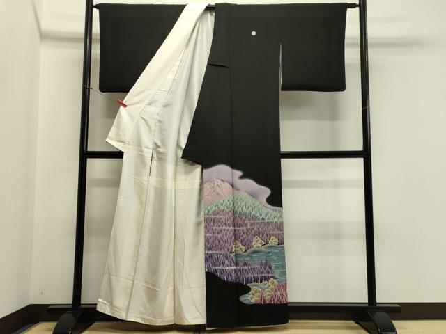 平和屋着物■豪華黒留袖 作家物 富士山 樹林文 暈し染め 正絹 逸品 CABB3288oy