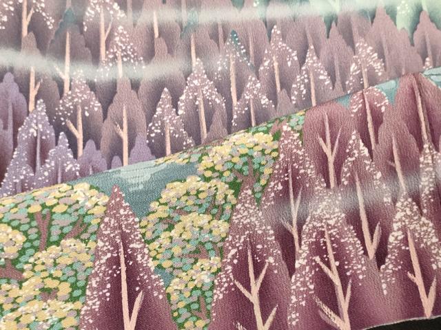 平和屋着物■豪華黒留袖 作家物 富士山 樹林文 暈し染め 正絹 逸品 CABB3288oy