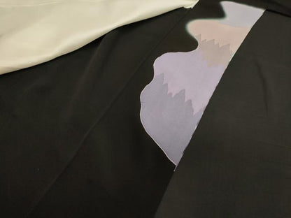 平和屋着物■豪華黒留袖 作家物 富士山 樹林文 暈し染め 正絹 逸品 CABB3288oy