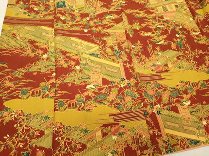 平和屋着物■上質な小紋 風景人物花松文 正絹 逸品 CABB3333oy