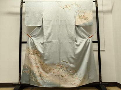 平和屋着物■訪問着　扇面草花文　宝尽くし　暈し染め　金彩　正絹　逸品　CABB3524oy
