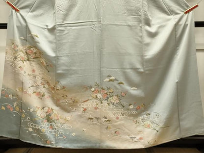 平和屋着物■訪問着　扇面草花文　宝尽くし　暈し染め　金彩　正絹　逸品　CABB3524oy