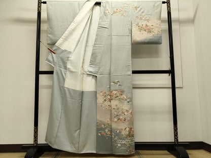 平和屋着物■訪問着　扇面草花文　宝尽くし　暈し染め　金彩　正絹　逸品　CABB3524oy