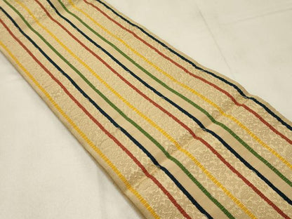 平和屋着物◎本場筑前博多織 半幅帯 間道 正絹 逸品 CABB3546oy