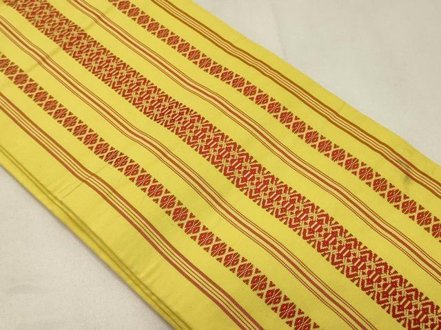 平和屋着物◎本場筑前博多織 両面 半幅帯 献上 正絹 逸品 CABB3547oy