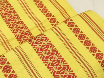 平和屋着物◎本場筑前博多織 両面 半幅帯 献上 正絹 逸品 CABB3547oy