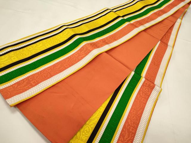 平和屋着物◎本場筑前博多織 半幅帯 間道 正絹 逸品 CABB3553oy