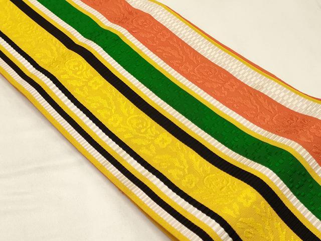 平和屋着物◎本場筑前博多織 半幅帯 間道 正絹 逸品 CABB3553oy