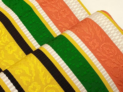 平和屋着物◎本場筑前博多織 半幅帯 間道 正絹 逸品 CABB3553oy