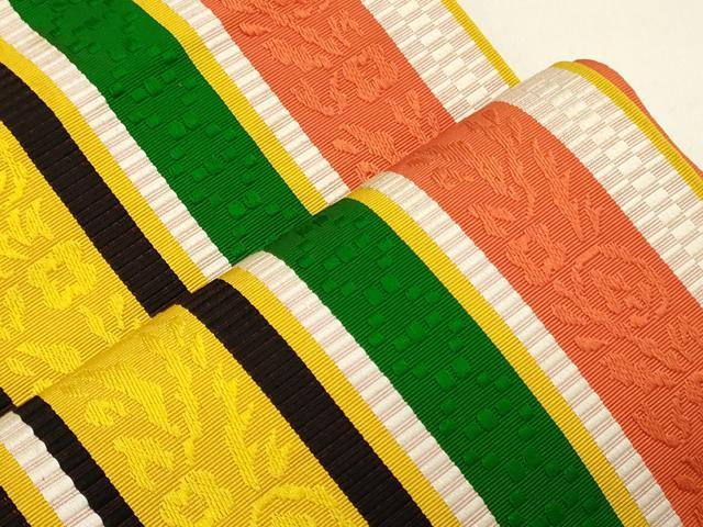 平和屋着物◎本場筑前博多織 半幅帯 間道 正絹 逸品 CABB3553oy