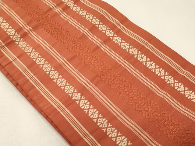 平和屋着物◎本場筑前博多織 両面 半幅帯 献上 証紙付き 正絹 逸品 CABB3557oy