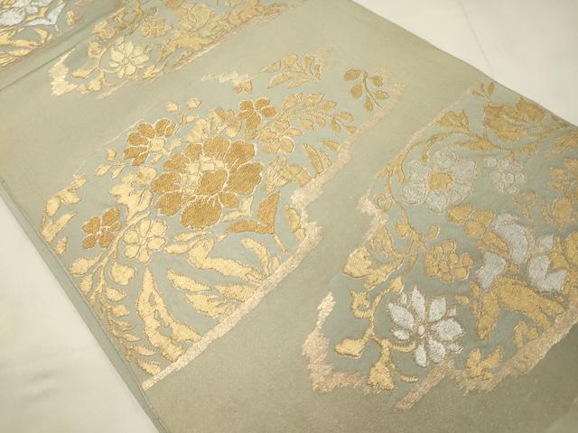 平和屋着物◎六通柄 本袋帯 草花文 金銀糸 正絹 逸品 CABB3573oy