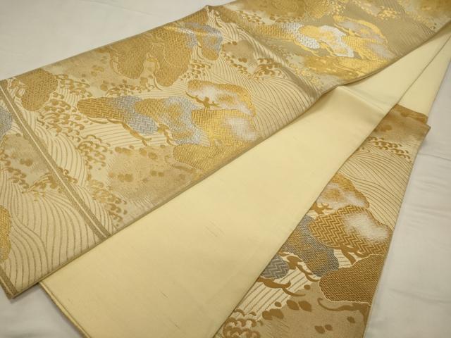 平和屋着物◎六通柄 京袋帯 都緞子 浜松文 金銀糸 正絹 逸品 CABB3588oy