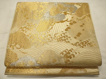 平和屋着物◎六通柄 京袋帯 都緞子 浜松文 金銀糸 正絹 逸品 CABB3588oy