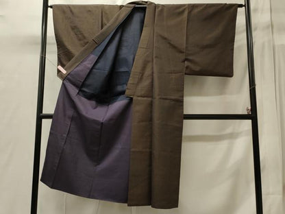 平和屋着物■男性　紬　横段文　正絹　逸品　CABB3600oy