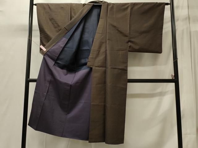 平和屋着物■男性　紬　横段文　正絹　逸品　CABB3600oy