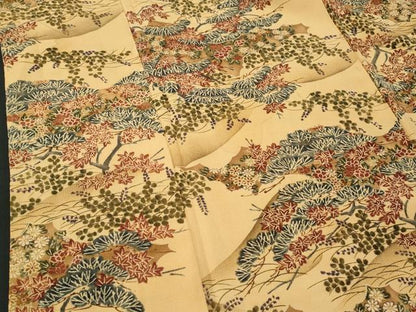平和屋着物■上質な小紋　風景花文　暈し染め　金彩　鬼しぼ縮緬　正絹　逸品　CABB3622fb